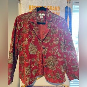 Erin London Red and Tan Floral Blazer